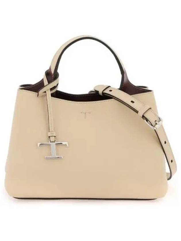 Logo Charm Leather Micro Tote Bag Natural - TOD'S - BALAAN 3