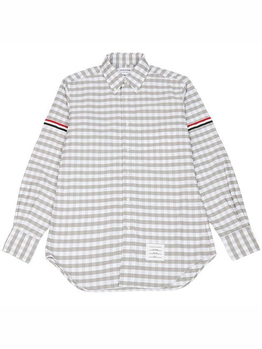 Men's Check Oxford Long Sleeve Shirt Grey - THOM BROWNE - BALAAN 2