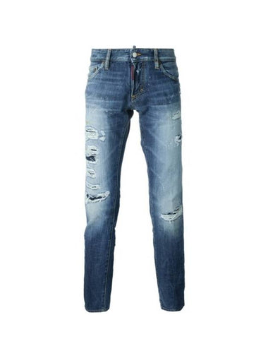 Men's Distressed Skinny Jeans Blue - DSQUARED2 - BALAAN 1