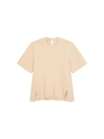 STELLA McCARTNEY Easy Slit Crew Neck Knit Light Beige - STELLA MCCARTNEY - BALAAN 1