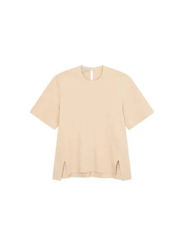 STELLA McCARTNEY Easy Slit Crew Neck Knit Light Beige - STELLA MCCARTNEY - BALAAN 1