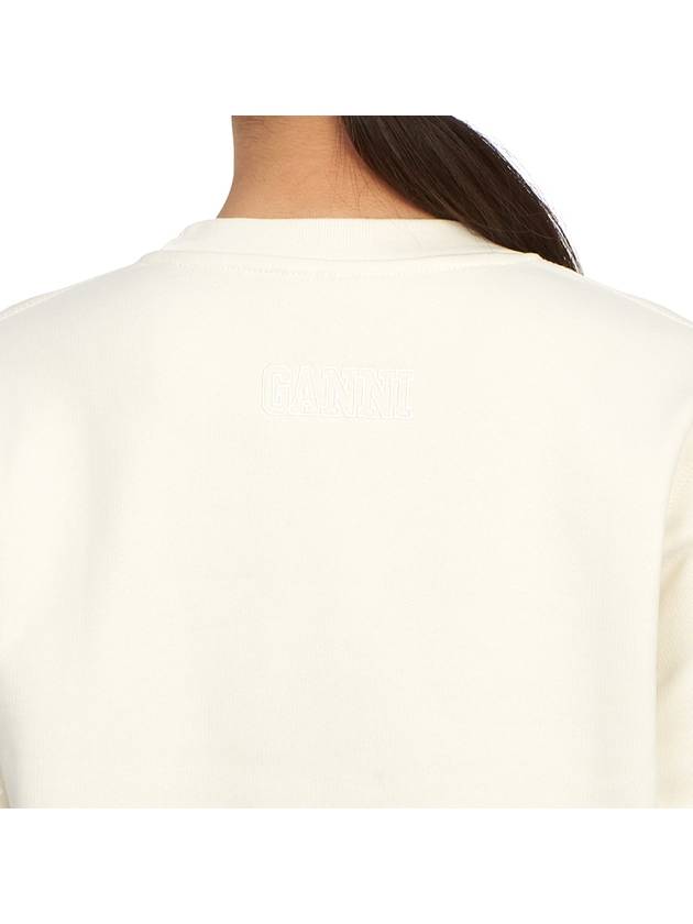 Women's Crew Neck Back Logo Sweatshirt Ivory - GANNI - BALAAN 8