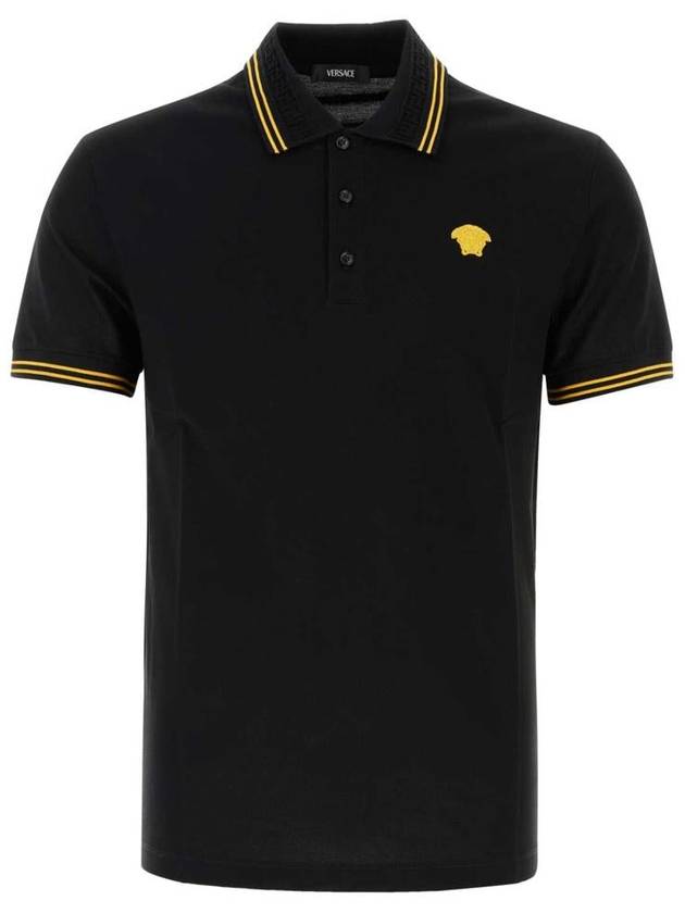 Medusa Head Embroidery Cotton Polo Shirt Black - VERSACE - BALAAN 2