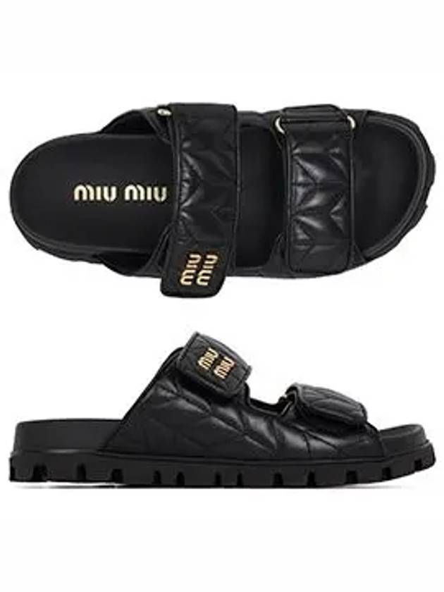 Matelasse Nappa Leather Slippers Black - MIU MIU - BALAAN 6