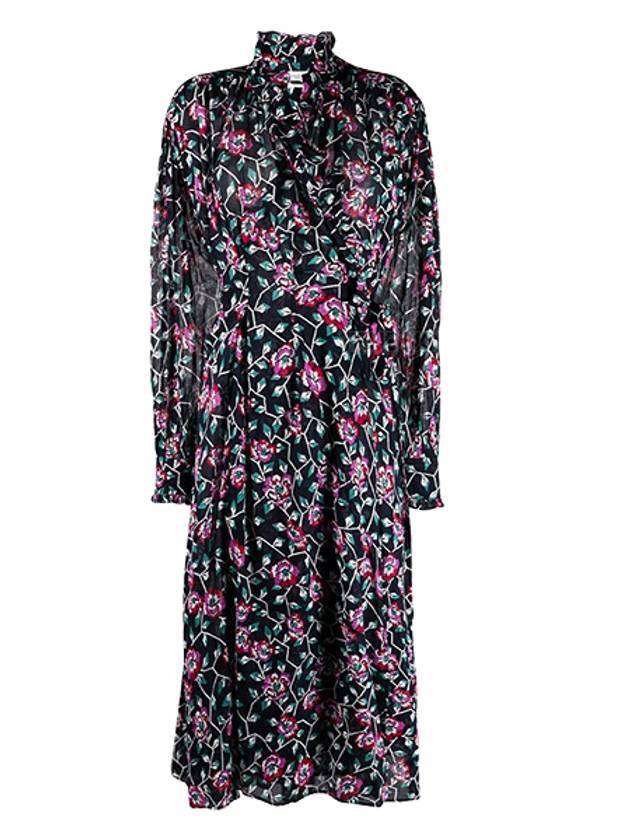 Maelys Floral Wrap Long Dress Black - ISABEL MARANT - BALAAN 1