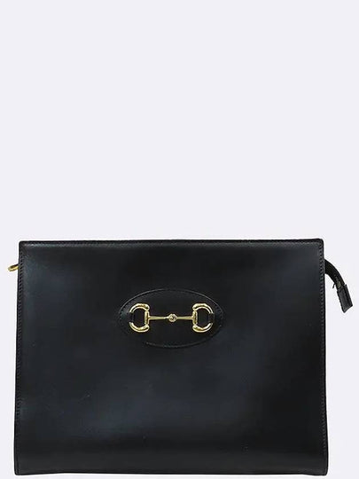 621890 Black leather gold plated 1955 horsebit clutch - GUCCI - BALAAN 2