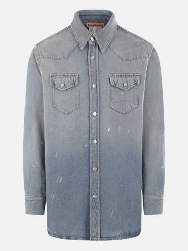 Relaxed Fit Denim Long Sleeve Shirt Light Blue - ACNE STUDIOS - BALAAN 2