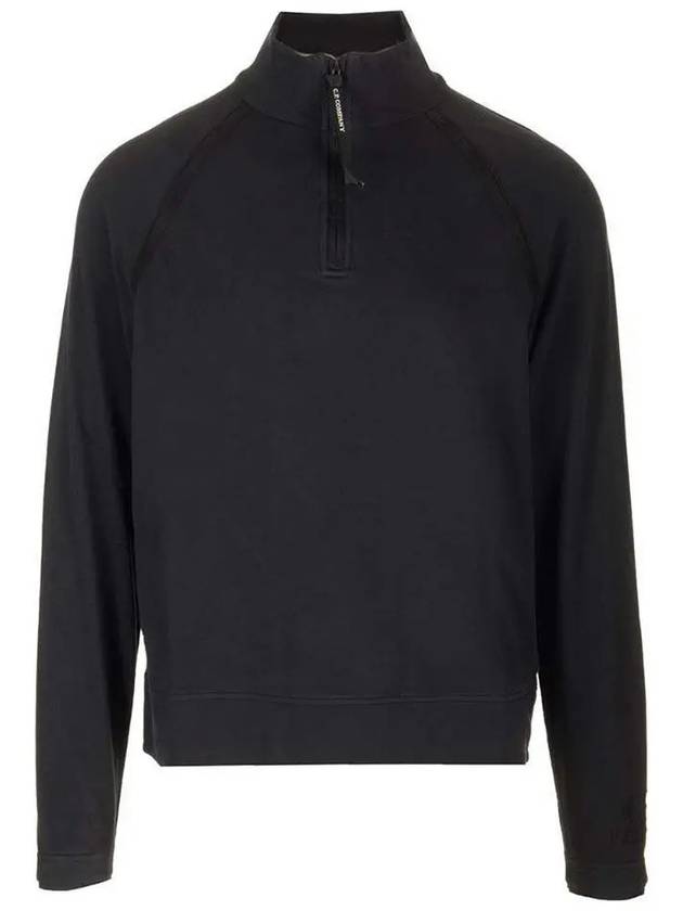 Light Fleece Half Zipped Sweatshirt Black - CP COMPANY - BALAAN 2