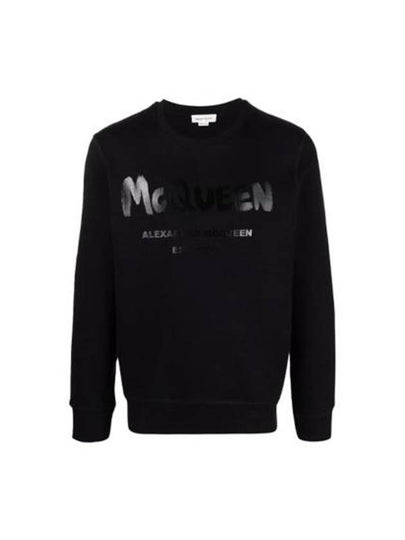 Men's Graffiti Logo Sweatshirt Black - ALEXANDER MCQUEEN - BALAAN 2