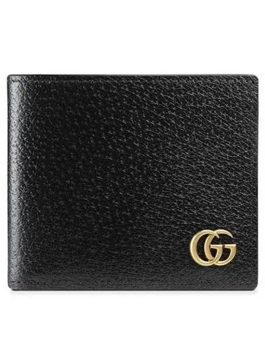 GG Marmont Leather Bi Fold Wallet Black Gold - GUCCI - BALAAN 2