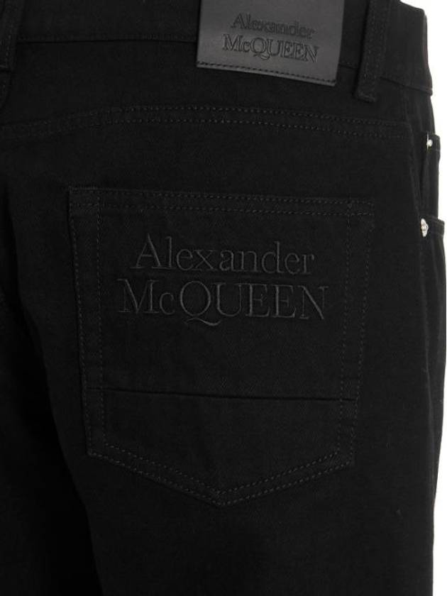 Embroidered Logo Jeans Black - ALEXANDER MCQUEEN - BALAAN 5