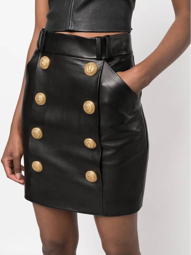 23 fw Lamb Leather Mini Skirt WITH ORNAMENTAL Button BF1LB895LB24 0PA B0230472269 - BALMAIN - BALAAN 5