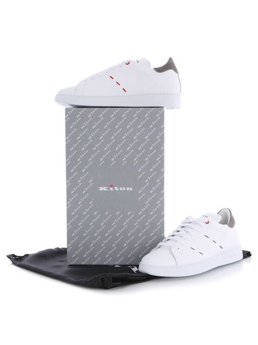 Stitched Leather Low Top Sneakers White - KITON - BALAAN 2