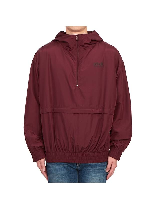 Men's Back Logo Hooded Windbreaker Burgundy - GOLDEN GOOSE - BALAAN 2