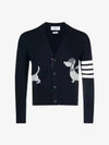 Hector 4 Bar Stripe Cardigan Black - THOM BROWNE - BALAAN 3