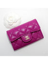 Classic Flap Grained Shiny Calfskin Gold Metal Card Holder Purple - CHANEL - BALAAN 4