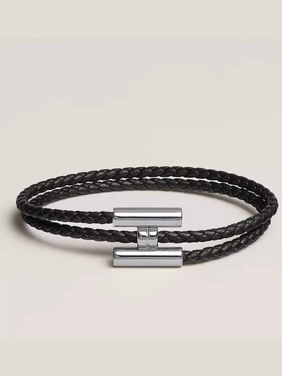 Tunis Tresse Palladium Bracelet Noir - HERMES - BALAAN 2