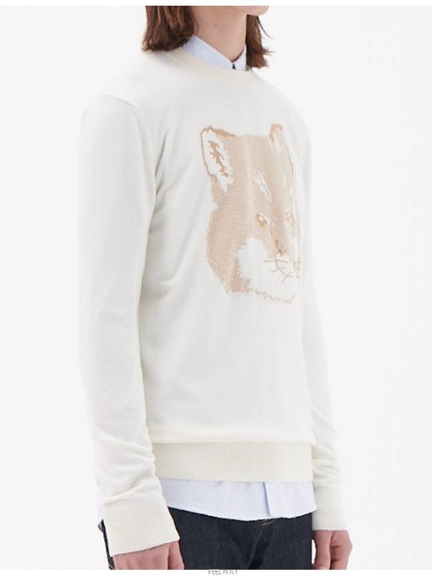 Pique Fox Head Round Neck Knit Top Ecru - MAISON KITSUNE - BALAAN 4