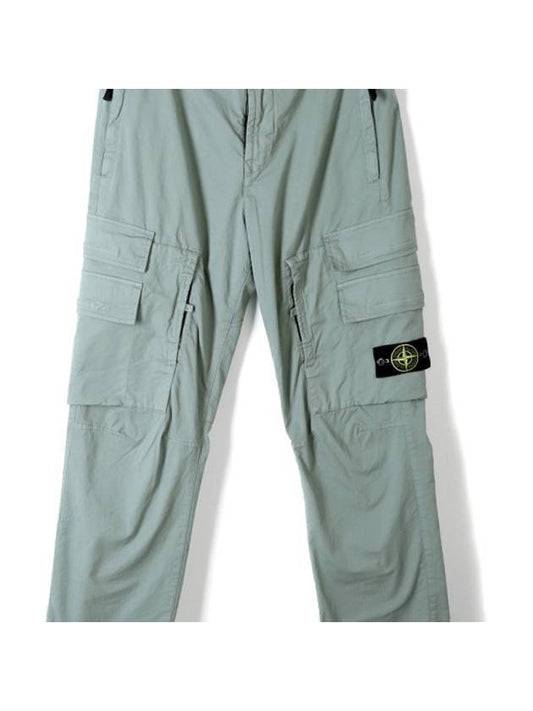 Stretch Cotton Gabardine Multi Pocket Cargo Straight Pants Green - STONE ISLAND - BALAAN 1