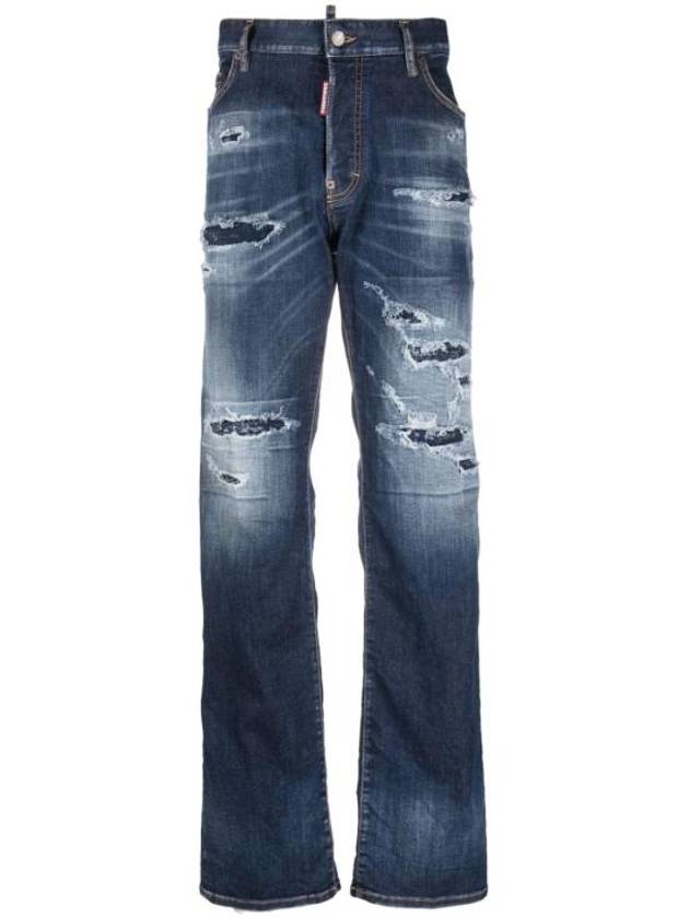 Distressed Faded Straight Jeans Blue - DSQUARED2 - BALAAN 2