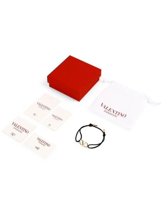 V Logo Signature Leather Bracelet Black - VALENTINO - BALAAN 4