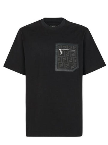 FF Logo Pocket Short Sleeve T-Shirt Black - FENDI - BALAAN 1