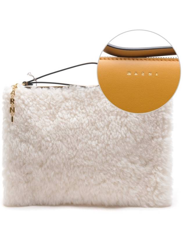 Women's Shearling Reversible Clutch Bag White - MARNI - BALAAN 2