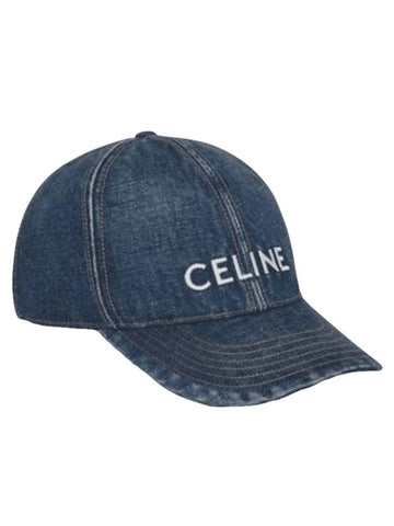 Embroidered Logo Denim Ball Cap Blue - CELINE - BALAAN 1