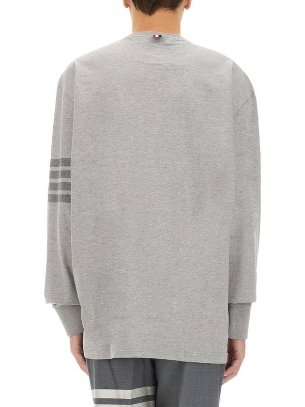 4 Bar Armband Tonal Long Sleeve T-Shirt Grey - THOM BROWNE - BALAAN 4