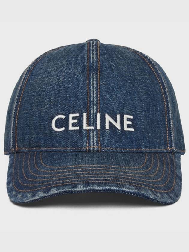 Embroidered Logo Denim Ball Cap Blue - CELINE - BALAAN 2