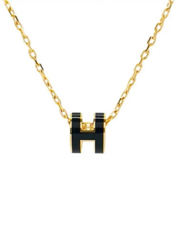 Petite Pop Ache Necklace Black Gold 4HA1249 - HERMES - BALAAN 1