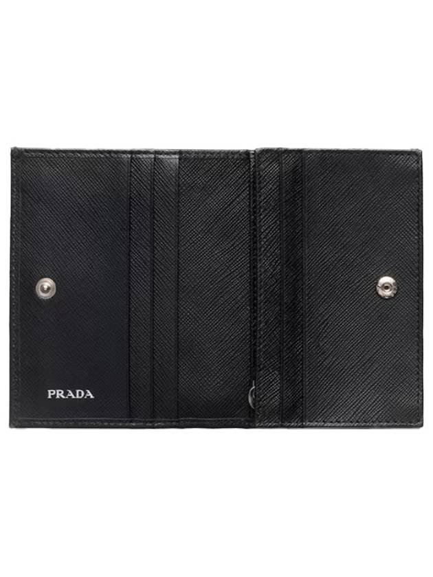 Small Saffiano Leather Half Wallet Black - PRADA - BALAAN 3