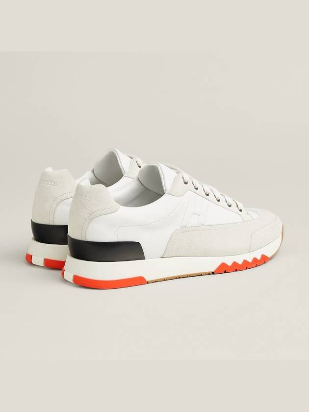 Trail Sneakers Calfskin Suede Goatskin Blanc Noir - HERMES - BALAAN 5