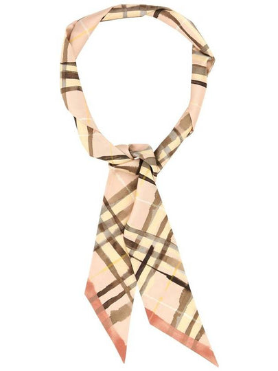 Skinny Reversible Check Silk Scarf Teacup - BURBERRY - BALAAN 2