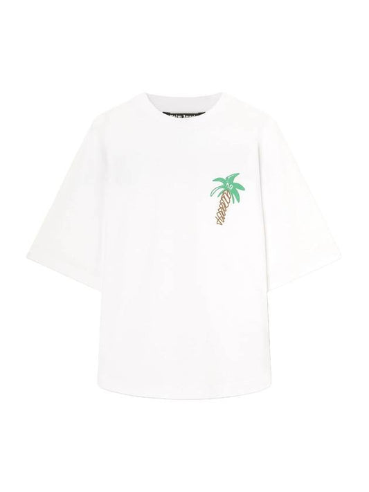 Men's Sketch Over Short Sleeve T-Shirt White - PALM ANGELS - BALAAN 1