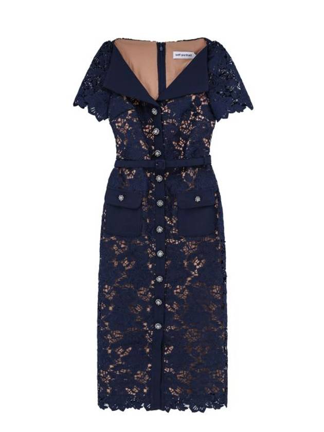 Long One Piece RS24126MBL NAVY Blue - SELF PORTRAIT - BALAAN 1