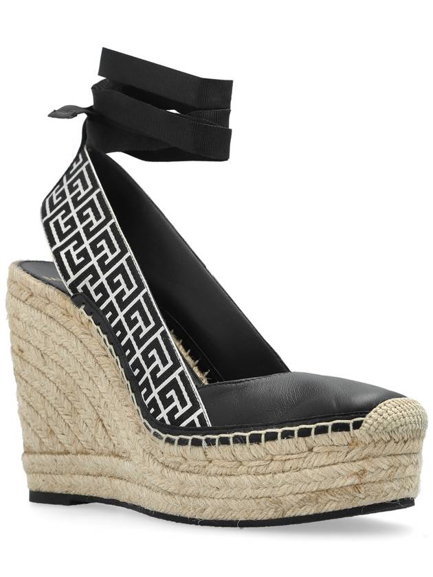 Balmain Wedge Sandals Alex Monogram, Women's, Black - BALMAIN - BALAAN 4