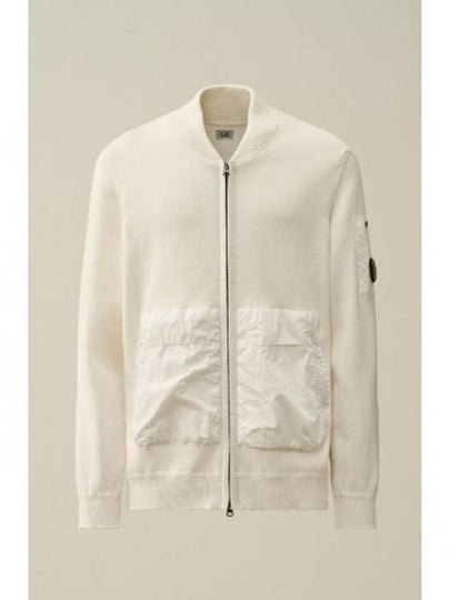 Cotton Mixed Bomber Cardigan White - CP COMPANY - BALAAN 2