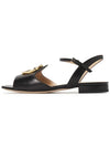 Women's Interlocking G Logo Leather Sandals Black - GUCCI - BALAAN 5