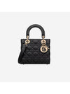 Lady Cannage Small Grained Calfskin Tote Bag Black - DIOR - BALAAN 1