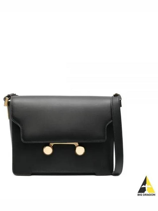 Trunkaroo Medium Leather Shoulder Bag Black - MARNI - BALAAN 2