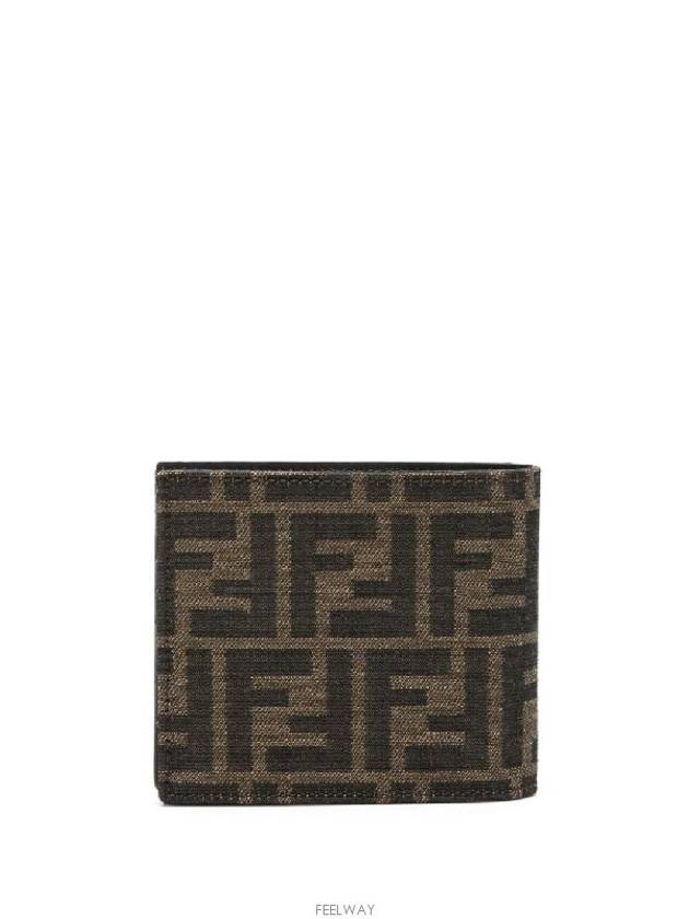 FF Fabric Leather Bifold Wallet Brown - FENDI - BALAAN 5