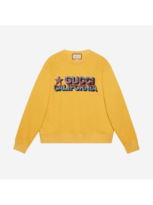 Sequined Cotton Jersey Sweatshirt Yellow - GUCCI - BALAAN 1