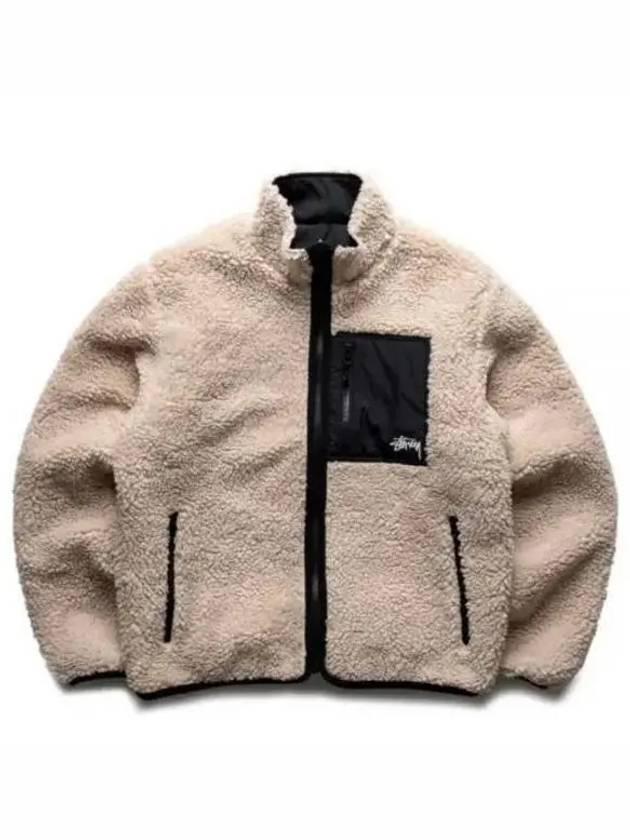 118529 BEIGE Sherpa Reversible Jacket - STUSSY - BALAAN 1