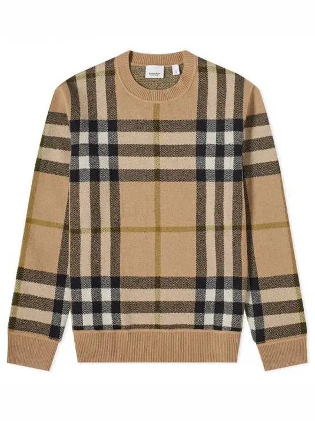 Checked Cashmere Jacquard Knit Top Beige - BURBERRY - BALAAN 2