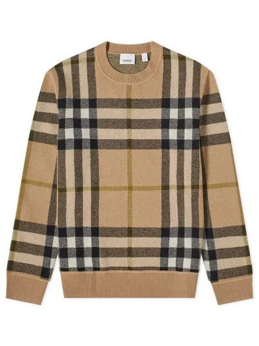 Checked Cashmere Jacquard Knit Top Beige - BURBERRY - BALAAN 2