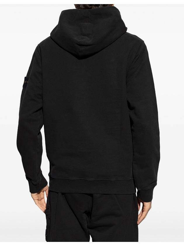 Wappen Patch Brushed Cotton Fleece Hoodie Black - STONE ISLAND - BALAAN 4