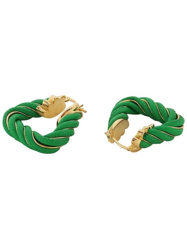 Twisted Triangle Hoop Earrings Green - BOTTEGA VENETA - BALAAN 3