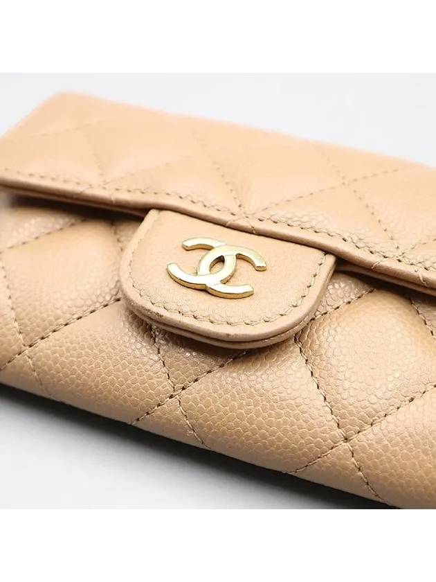 AP0214 Beige Caviar Skin Classic Flap Gold Plated COCO Logo Women s Card Holder Wallet - CHANEL - BALAAN 5