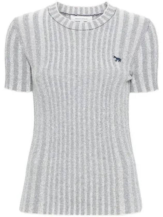 Baby Fox Patch Cropped Rib Knit Top Grey - MAISON KITSUNE - BALAAN 2